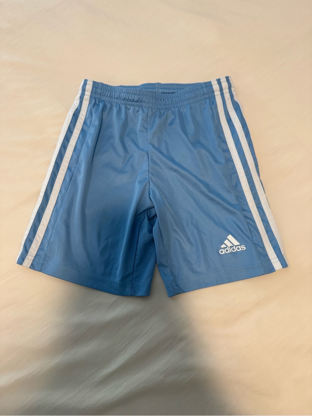 adidas Boys Light Blue 3-Stripe Athletic Shorts